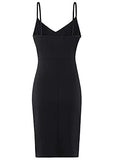 Women's Elegant Spaghetti Straps Deep V Neck Sleeveless Bodycon Party Dress