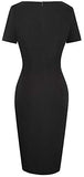 Women Keyhole Colorblock Slim Bodycon Business Pencil Dress B571 | Women's Work Dresses