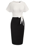White Black Women's Bodycon Pencil Dress Office Wear To Work Dresses With Pocket Belt Jasambac | Women's Work Dresses