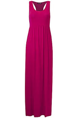 Fashion Star Womens Ladies Pockets Jersey Long Vest Sleeveless Racer Muscle Back Maxi Dress | Women's Casual Dresses