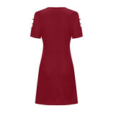 Summer Sundress for Women Cold Shoulder Keyhole Beach Dress Casual Printed Short Sleeve Midi Dress Knee Length | Original Brand