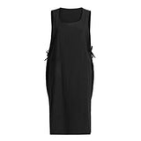 Ladies Summer Retro Round Neck Loose Lace-up Vest Dress UK Size Party Dress | Women's Work Dresses