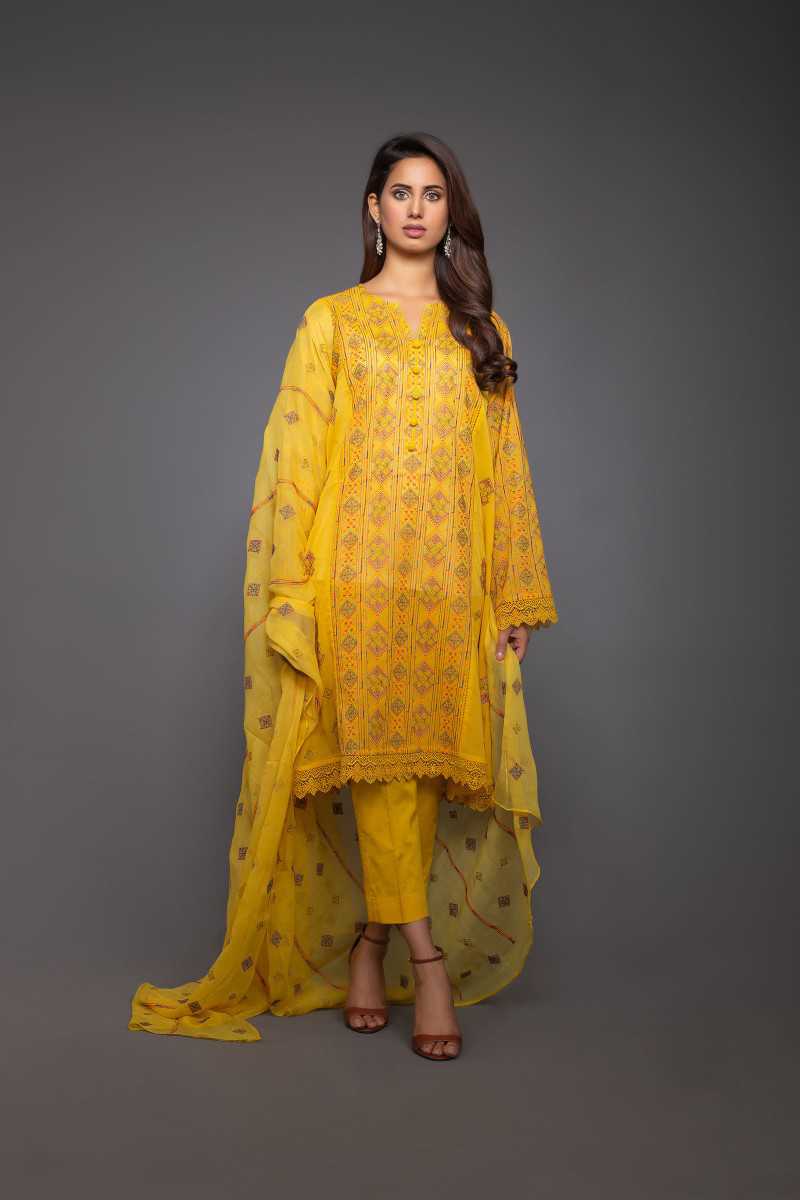 Bareeze Rajastani 1  Bnl702 Dark Yellow Collection 2021