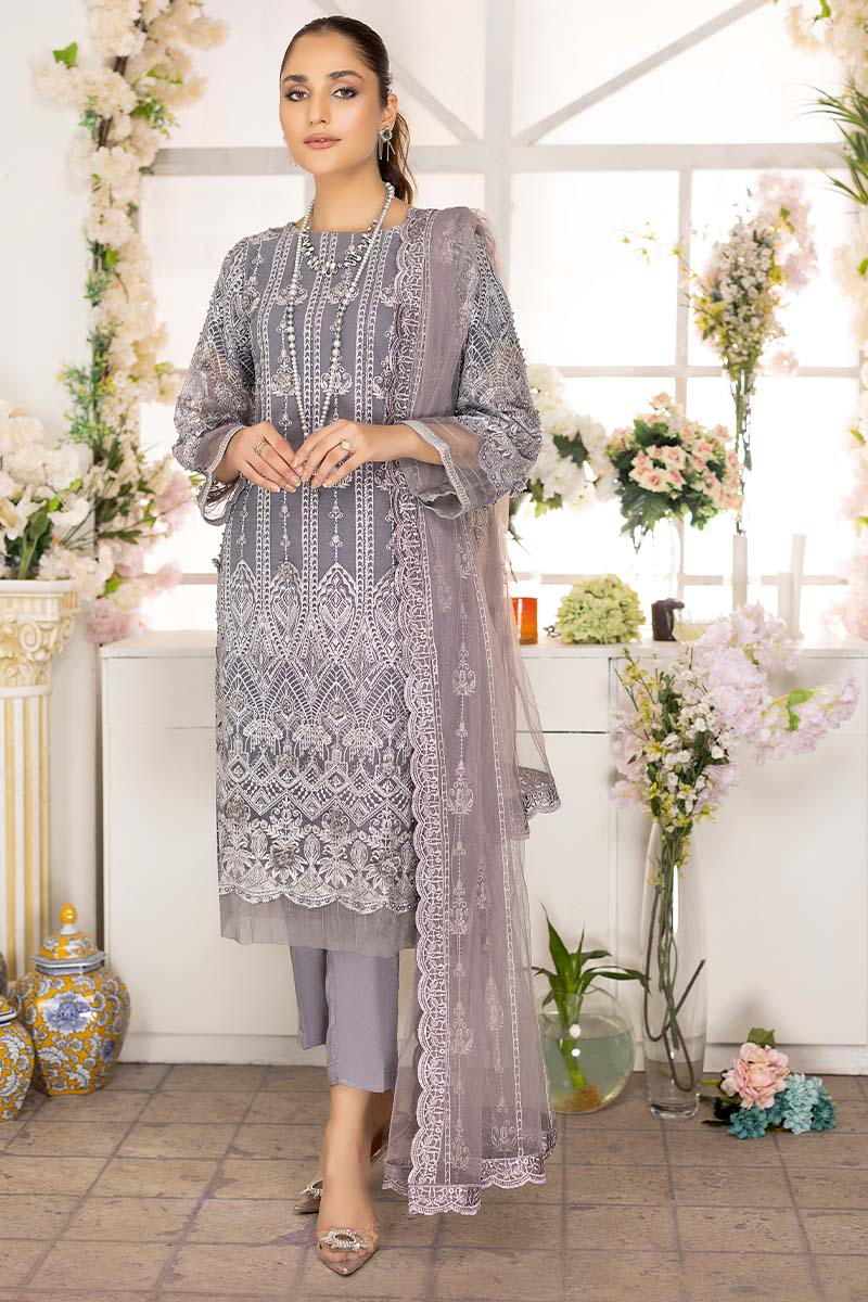 Adan Libas Charcoal Camellia Chiffon Collection 2022 Online Shopping