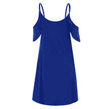 Women Cold Shoulder Mini Dress Casual Summer Spaghetti Strap Sundress Ruffle Sleeves Loose Beach Dress | Original Brand