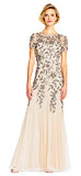 Women's Floral Beaded Godet Gown