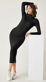 Women's Sexy Turtleneck Long Sleeve Elegant Bodycon Party Long Dress