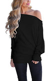 Women's Off Shoulder Long Sleeve Oversized Pullover Sweater Knit Jumper Loose Tunic Tops