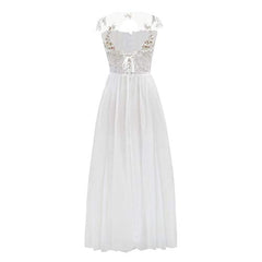 Women's Summer Dress For Wedding Guest, White Halter Short Sleeve Mini Dress Sexy Lace A-line Party Dress