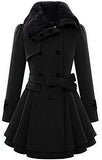 Chigant Women's Winter Pea Coat Double Breasted Coat Faux Fur Jacket Parka