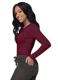 Burgundy Scrubs for Ladies - Long Sleeve Comfort Underscrub Tee - SIVVAN Womens Fall Fashion | Women's Tops and Blouses