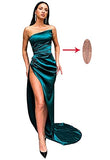 Lvxiuzi Women's High Split Mermaid Strapless Prom Dresses Evening Gowns with Train