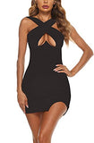 Women's Cut Out Halter Wrap Sexy Bodycon Party Sleeveless Tank Mini Dress