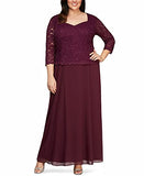 Women's Plus Size Long Tea-Length Lace Mock Dress-Close Out