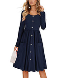 KILIG Women's Long Sleeve Button Down Casual Midi Dress with Pockets | Women's Casual Dresses