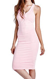 Women's Fitted Sleeveless Racerback Midi Bodycon Tank Dress