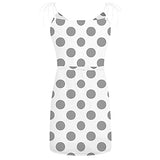 Ladies Casual V-Neck Sleeveless Bandage Wave Point Printing Loose Sling Dress UK Size Party Dress | Women's Work Dresses