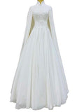 CCBubble Wedding Dress with Cape for Bride Lace Appliques Chiffon Muslim Wedding Bridal Gowns for Women | Women's Wedding Dresses