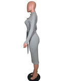 Womens Turtleneck Front Pockets Long Sleeve Party Cocktail Bodycon Midi Pencil Dress with Belt | Women's Work Dresses