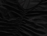 Women V Neck Slit Ruched Velvet Bodycon Party Work Dress | Original Brand | Women's Cocktail Dresses