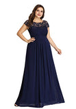 Ever-Pretty Women's Elegant A Line Empire Waist Lace Cap Sleeve Long Chiffon Plus Size Bridesmaid Dresses 09993PL