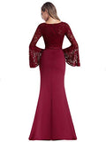 Women's Floral Lace Evening Dress Mermaid Party Maxi Dress  - Sara Clothes