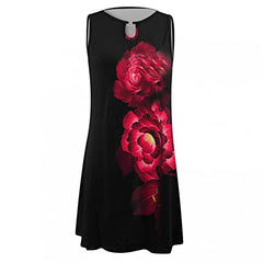 Summer Dress for Women Plus Size, Women Dresses Floral Print Sleeveless Tank Dress Spring Hollow Out Sundress | Original Brand