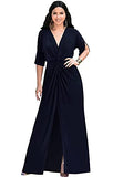 Womens Long Short Sleeve V-Neck Sexy Slimming Casual Summer Maxi Dress