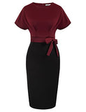 Red Black Women's Bodycon Pencil Dress Office Wear To Work Dresses With Pocket Belt Jasambac | Women's Work Dresses
