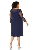 Women's Plus Size Short Shift Dress Illusion Neckline Cocktail