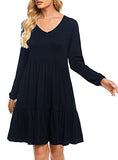 Wedding Guest Dresses for Women Casual Fall Long Sleeve Cotton Loose Babydoll Black Dresses with Pockets | Women's Casual Dresses