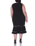 Women's Plus Size Sleeveless Midi Dress with Illusion Insets