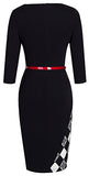 Women's Elegant Patchwork Sheath Sleeveless Business Dress B290 | Women's Work Dresses