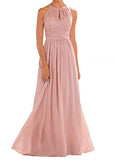 Women's Lace Bridesmaid Dresses Long Halter Chiffon A Line Formal Wedding Party Prom Dress