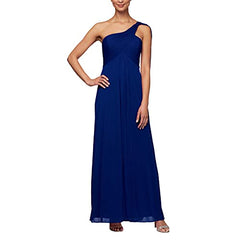 Women's One Shoulder Long Dress (Petite and Regular)