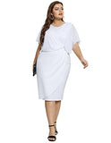 Women Plus Size Chiffon Drape Decorated Wrap Dress V Neck Bodycon Dresses | Women's Work Dresses