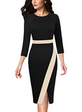 Vfshow Womens Pleated Crew Neck Peplum Wear to Work Office Sheath Dress