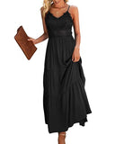 Women's Beach Crochet Lace Maxi Dress Summer Spaghetti Strap Maxi Dress | Women's Formal Dresses