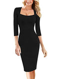 Vfshow Womens Square Neck Work Business Cocktail Party Bodycon Sheath Dress | Women's Casual Dresses