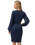 Women's Pencil Work Dresses Long Sleeve V Neck Bodycon Business Dress Elegant Cocktail Party | Women's Work Dresses