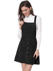 Allegra K Women's Corduroy Straps A-line Pinafore Bib Overall Dress