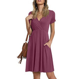 Wrap Dresses for Women Short Sleeve Casual V Neck Summer Dresses A-Line Party Beach Vacation Sun Dress | Original Brand