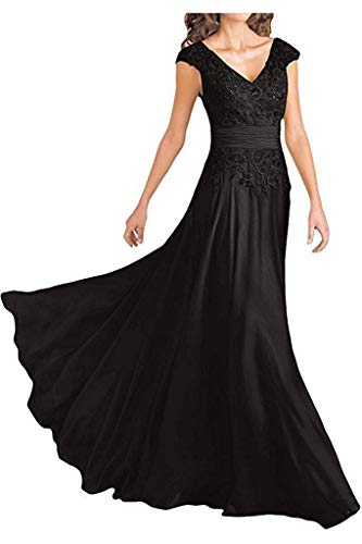 Women's Cap Sleeve Lace Mother of The Bride Dresses V Neck Aline Evening Formal Gowns M001