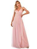 Ever-Pretty Women's Elegant Ball Evening Gowns V Neck Empire Waist Floor Length A Line Tulle Long Bridesmaid Dresses 07303