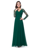 Women's Elegant V-Neck Long Sleeve Evening Party Dress  - Sara Clothes