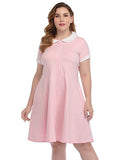 Plus Size Peter Pan Collar Dress Fit And Flare Collared Casual Skater Dress