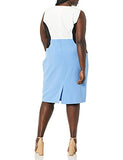Women's Sleeveless Jewel Neck Color Block Stretch Crepe Dress | Women's Work Dresses