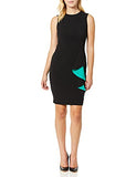 Women's Sleeveless Sheath with Contrast Ruffle Detail Dress