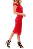 Womens Sequin Lace Bardot Bodycon Midi Dress