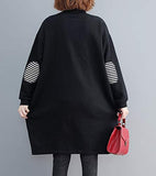 Women Casual Baggy Pullover Dress with Black and White Striped Pocket GA1271 A